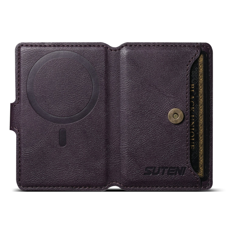 Suteni S2 Phone Magnetic Card Case Card Sleeve MagSafe Magnetic Coil PU Leather(Purple) - Others Accessories by Suteni | Online Shopping UK | buy2fix