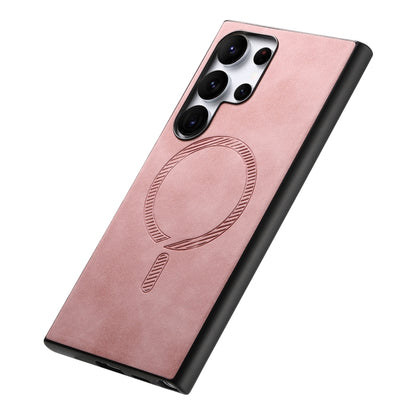 For Samsung Galaxy S23+ 5G Solid Color Retro Magsafe PU Back Cover Phone Case(Pink) - Galaxy S23+ 5G Cases by buy2fix | Online Shopping UK | buy2fix