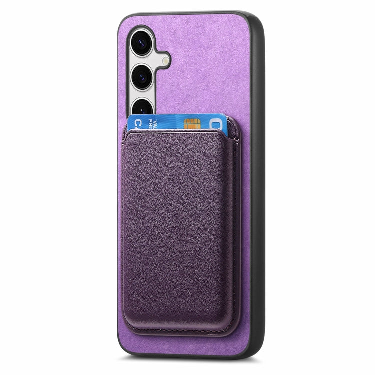 For Samsung Galaxy S24 5G Retro Magsafe Card Bag PU Back Cover Phone Case(Purple) - Galaxy S24 5G Cases by buy2fix | Online Shopping UK | buy2fix