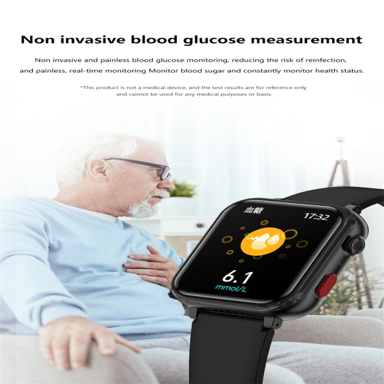 G18 1.83 inch Color Screen Smart Watch Leather Strap, Support  Noninvasive Blood Sugar / Uric Acid(Black) - Smart Watches by buy2fix | Online Shopping UK | buy2fix