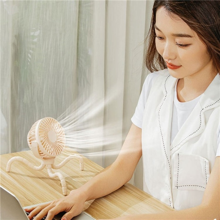 WX1020 Portable Handheld Summer Fan Flexible Octopus Tripod Baby Stroller Desktop Fan(White) - Electric Fans by buy2fix | Online Shopping UK | buy2fix