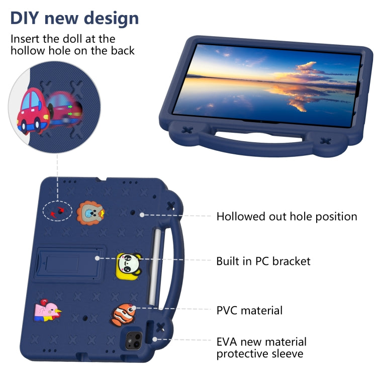 For iPad Pro 13 2024 Handle Kickstand Children EVA Shockproof Tablet Case(Navy Blue) - iPad Pro 13 2024 Cases by buy2fix | Online Shopping UK | buy2fix