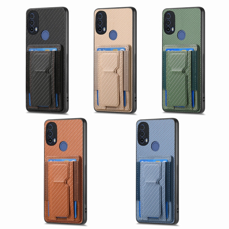 For Motorola Moto G Power 5G 2024 Carbon Fiber Fold Stand Elastic Card Bag Phone Case(Green) - Motorola Cases by buy2fix | Online Shopping UK | buy2fix