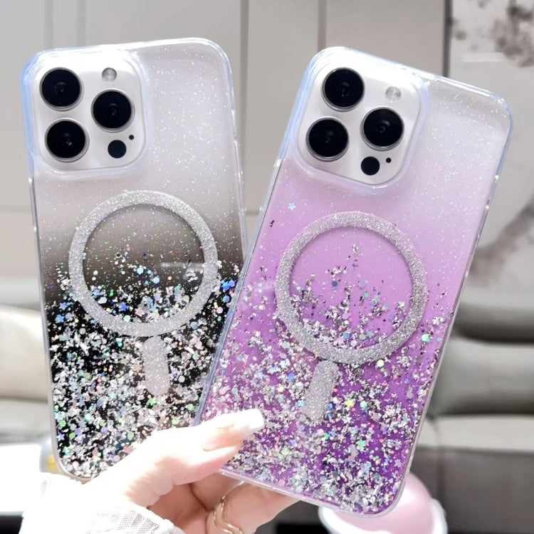 For iPhone 14 Gradient Glitter MagSafe PC Hybrid TPU Phone Case(Gradient Lotus) - iPhone 14 Cases by buy2fix | Online Shopping UK | buy2fix