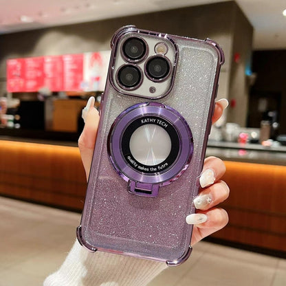 For iPhone 11 Pro Max Invisible Holder Gradient Glitter Magsafe Phone Case(Dark Night Purple) - iPhone 11 Pro Max Cases by buy2fix | Online Shopping UK | buy2fix