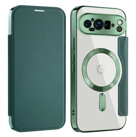 For Google Pixel 9 Pro XL Shield MagSafe RFID Anti-theft Leather Phone Case(Green) - Google Cases by buy2fix | Online Shopping UK | buy2fix