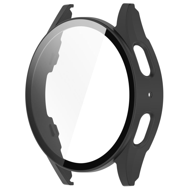 For Samsung Galaxy Watch 7 44mm PC+Tempered Film Integrated Waterproof Watch Protective Case(Matte Black) - Watch Cases by buy2fix | Online Shopping UK | buy2fix