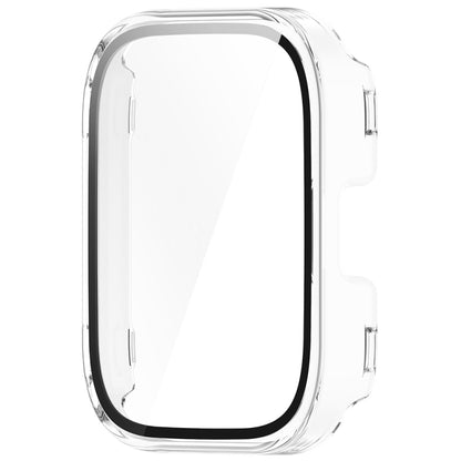 For Amazfit bip5 Unity PC + Tempered Glass Film Integrated Watch Protective Case(Transparent White) - Watch Cases by buy2fix | Online Shopping UK | buy2fix