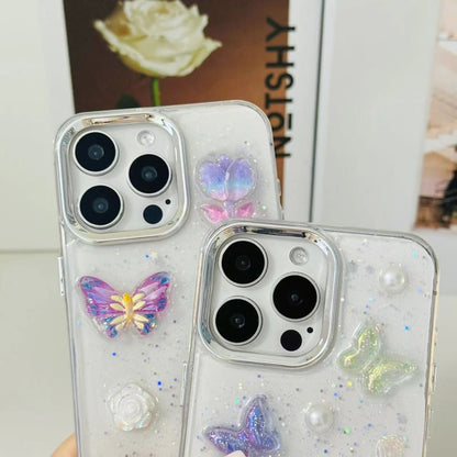 For iPhone 16 Plus 3D Colorful Crystal Butterfly TPU Phone Case(Butterful Flowers) - iPhone 16 Plus Cases by buy2fix | Online Shopping UK | buy2fix