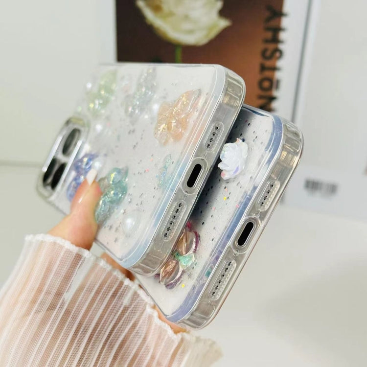 For iPhone 16 Plus 3D Colorful Crystal Butterfly TPU Phone Case(Butterful Flowers) - iPhone 16 Plus Cases by buy2fix | Online Shopping UK | buy2fix