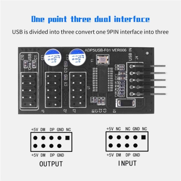 YNS-02 Extension Cable Card Motherboard USB 2.0 9-pin to 3x 9-pin Adapter - Others by buy2fix | Online Shopping UK | buy2fix