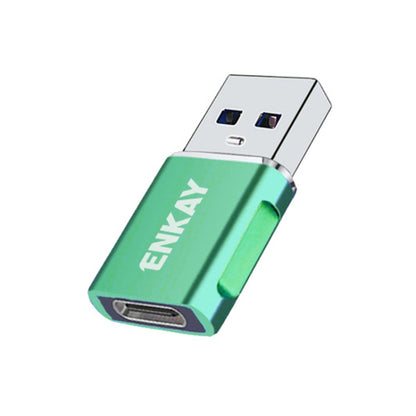 ENKAY ENK-AT119 Aluminium Alloy Male USB 3.0 to Female Type-C Data Adapter Converter Support Fast Charging(Green) - Type-C Adapter by ENKAY | Online Shopping UK | buy2fix