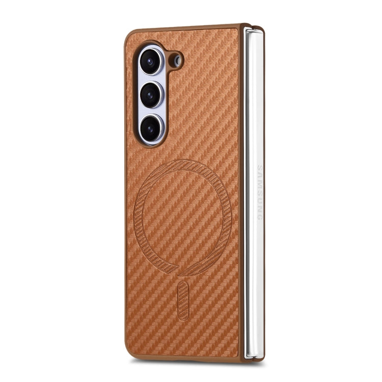 For Samsung Galaxy Z Fold6 Carbon Fiber Magsafe Phone Case(Brown) - Galaxy Z Flip6 5G Cases by buy2fix | Online Shopping UK | buy2fix