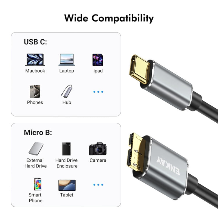 ENKAY USB 3.1 Type-C to USB 3.0 Micro B 10Gbps Data Camera Hard Drive Cable, Length:0.5m - Others by ENKAY | Online Shopping UK | buy2fix