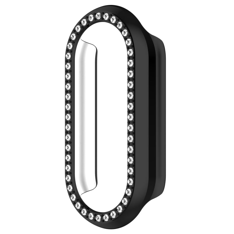 For Xiaomi Smart Band 9 NFC Diamond Half Coverage Hollow PC Watch Protective Case(Black) - Watch Cases by buy2fix | Online Shopping UK | buy2fix