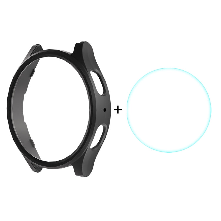 For Samsung Galaxy Watch7 44mm ENKAY Hat-Prince Electroplated Hard PC Case + 0.2mm 9H Glass Screen Protector(Black) - Watch Cases by ENKAY | Online Shopping UK | buy2fix