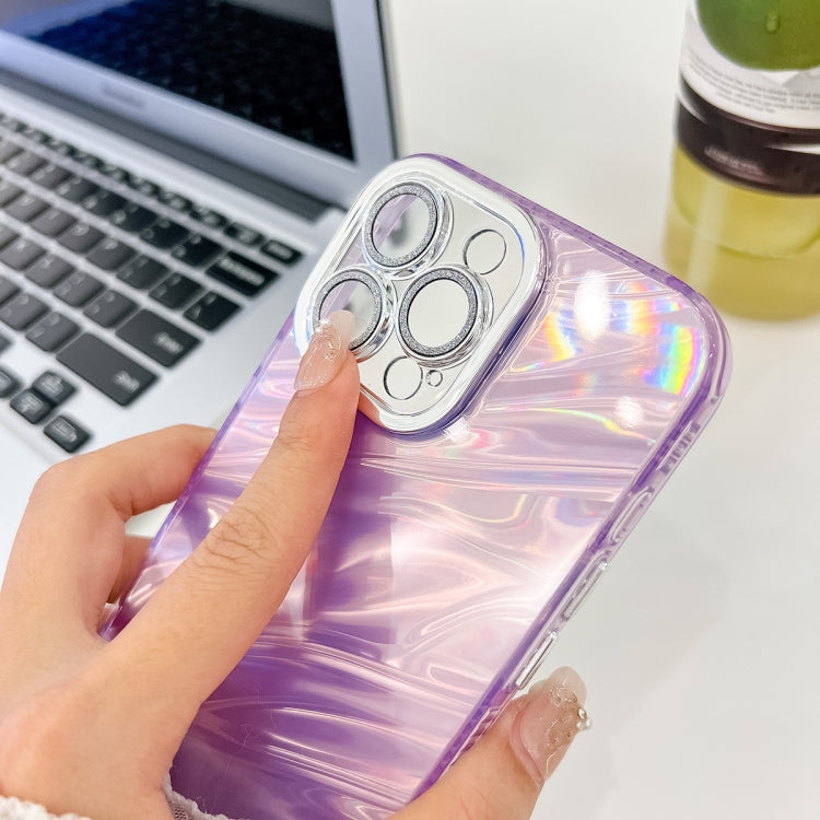 For iPhone 16 Pro Max Plating Glitter Texture TPU Phone Case with Lens Film(Purple Tinfoil Texture) - iPhone 16 Pro Max Cases by buy2fix | Online Shopping UK | buy2fix