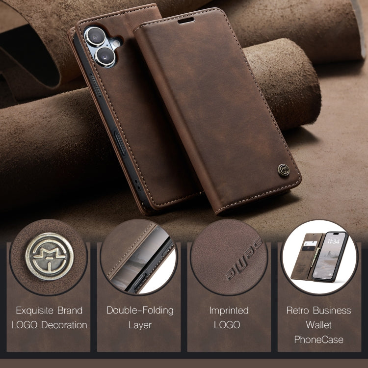 For iPhone 16 Plus CaseMe 013 Multifunctional Horizontal Flip Leather Phone Case(Brown) - iPhone 16 Plus Cases by CaseMe | Online Shopping UK | buy2fix