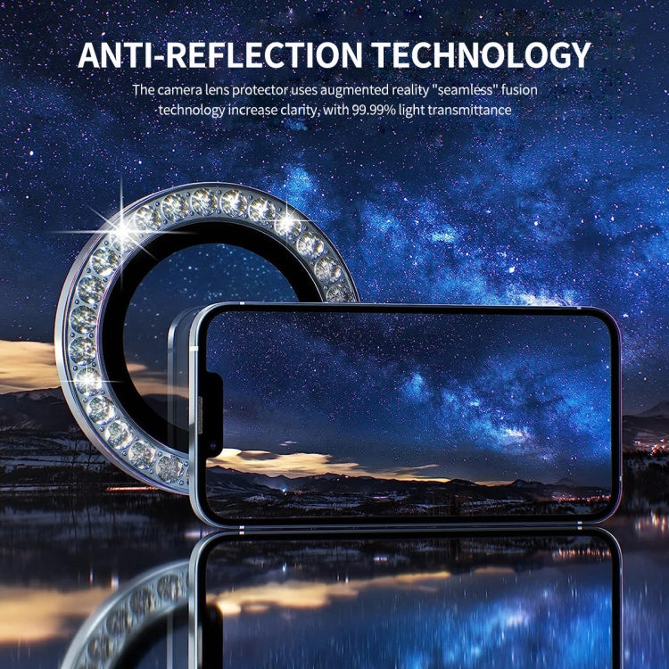 For iPhone 16 / 16 Plus ENKAY AR Anti-reflection Individual Diamond Ring Camera Lens Glass Full Film(Black) - iPhone 16 Plus Tempered Glass by ENKAY | Online Shopping UK | buy2fix