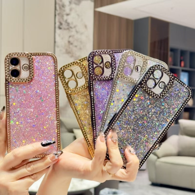 For iPhone 16 Diamond Glitter Sequins TPU Phone Case(Gold) - iPhone 16 Cases by buy2fix | Online Shopping UK | buy2fix