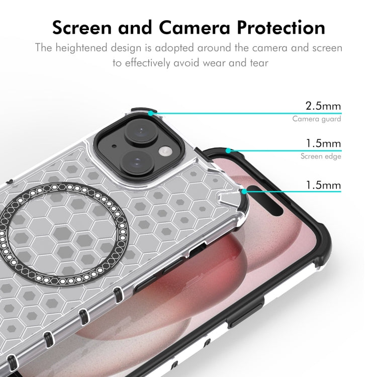 For iPhone 14 ENKAY Hat-Prince Honeycomb MagSafe Shockproof Phone Case with Large Arc Edge Film(White) - iPhone 14 Cases by ENKAY | Online Shopping UK | buy2fix