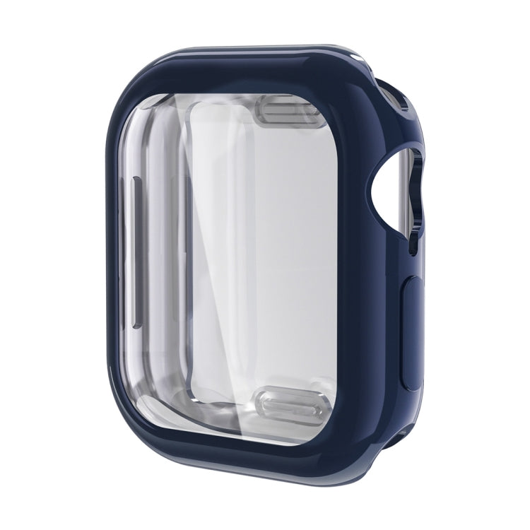 For Apple Watch Series 10 42mm ENKAY Hat-Prince Electroplated Soft TPU Case with Screen Film(Dark Blue) - Watch Cases by ENKAY | Online Shopping UK | buy2fix