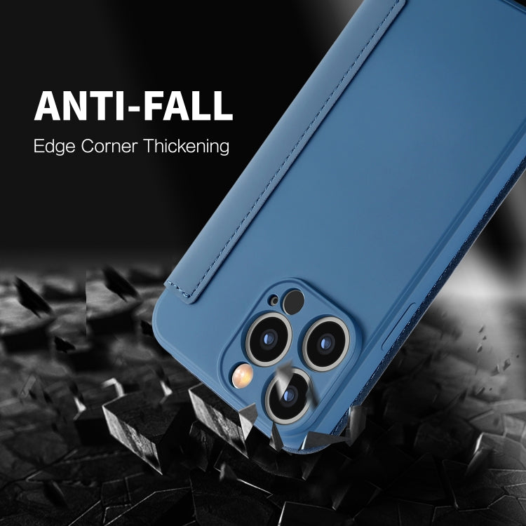 For iPhone 16 Imitate Liquid Skin Feel Leather Phone Case with Card Slots(Blue) - iPhone 16 Cases by buy2fix | Online Shopping UK | buy2fix