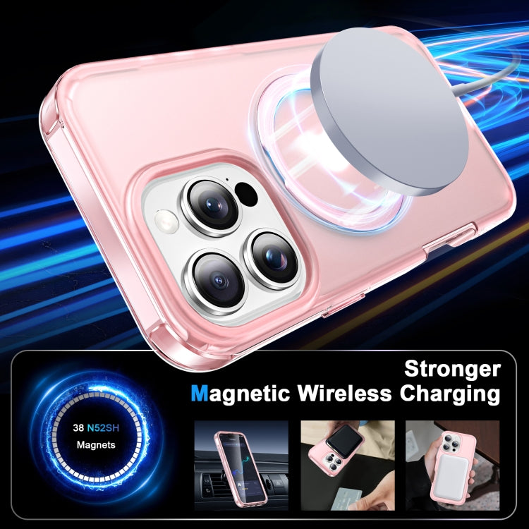 For iPhone 16 Pro Max Frosted Skin Feel MagSafe Holder 360 Full Body Phone Case(Pink) - iPhone 16 Pro Max Cases by buy2fix | Online Shopping UK | buy2fix