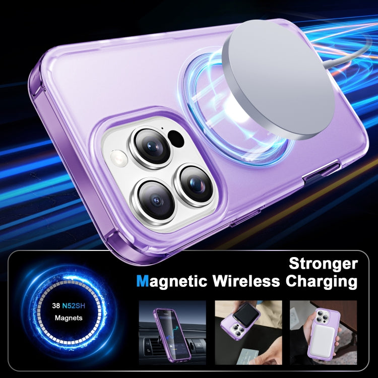 For iPhone 16 Pro Max Frosted Skin Feel MagSafe Holder 360 Full Body Phone Case(Purple) - iPhone 16 Pro Max Cases by buy2fix | Online Shopping UK | buy2fix