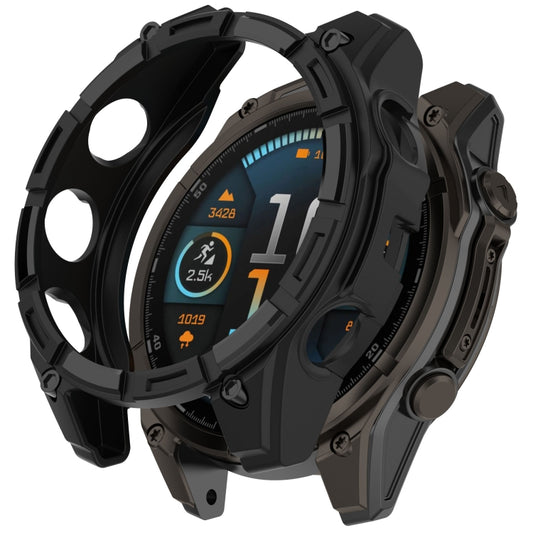 For Garmin Fenix 8 AMOLED 51mm Armor Hollow TPU Half Coverage Watch Protective Case(Black) - Watch Cases by buy2fix | Online Shopping UK | buy2fix