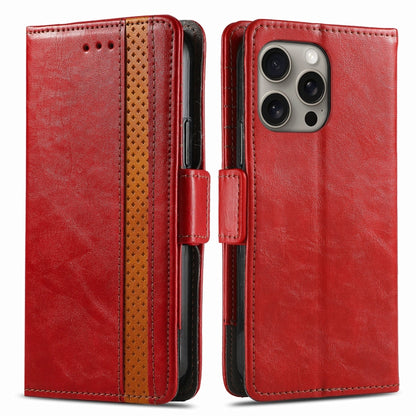 For iPhone 16 Pro CaseNeo Splicing Dual Magnetic Buckle Leather Phone Case(Red) - iPhone 16 Pro Cases by buy2fix | Online Shopping UK | buy2fix