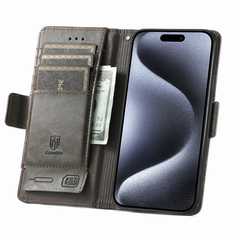 For iPhone 16 Pro Max CaseNeo Splicing Dual Magnetic Buckle Leather Phone Case(Gray) - iPhone 16 Pro Max Cases by buy2fix | Online Shopping UK | buy2fix