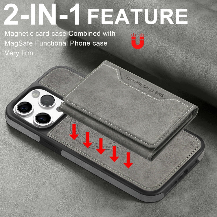 For iPhone 16 Pro Shield Multi-functional MagSafe Card Bag Phone Case(Grey) - iPhone 16 Pro Cases by buy2fix | Online Shopping UK | buy2fix