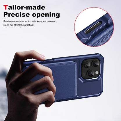 For iPhone 16 Pro ENKAY Hat-Prince Card Slot Wallet TPU Back Leather Phone Case with Lens Film(Dark Blue) - iPhone 16 Pro Max Cases by ENKAY | Online Shopping UK | buy2fix