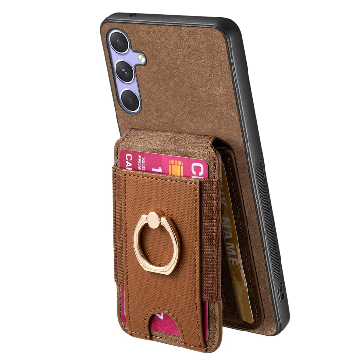 For Samsung Galaxy S25 5G Retro Splitable Magnetic Stand Card Bag Leather Phone Case(Brown) - Galaxy S25 5G Cases by buy2fix | Online Shopping UK | buy2fix