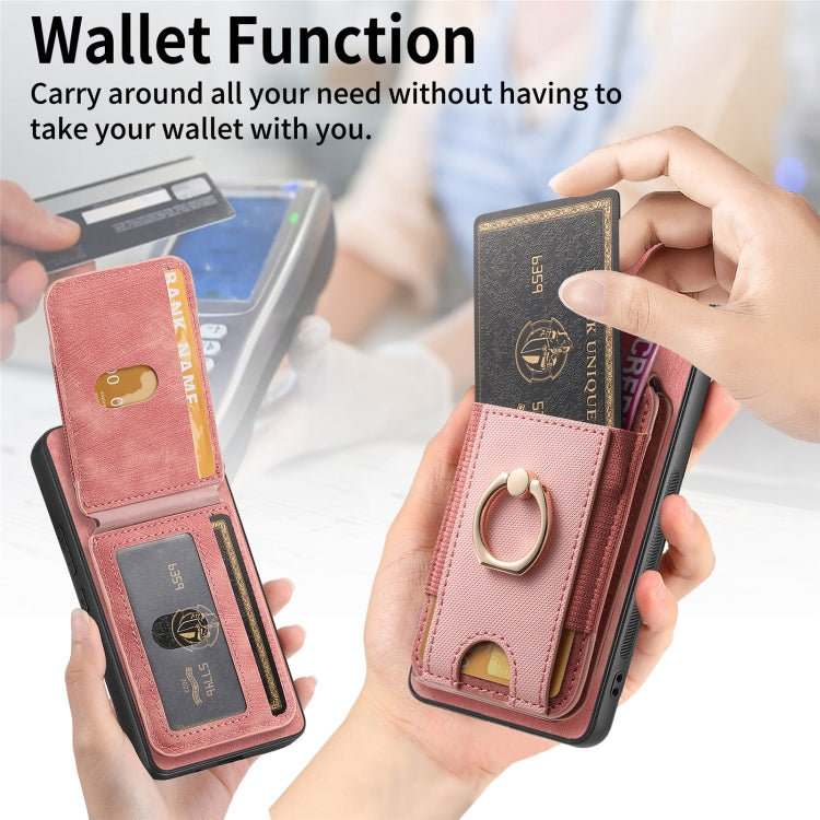 For Samsung Galaxy S25+ 5G Retro Splitable Magnetic Stand Card Bag Leather Phone Case(Pink) - Galaxy S25+ 5G Cases by buy2fix | Online Shopping UK | buy2fix