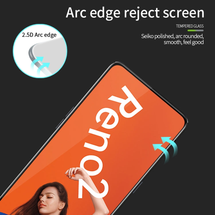 For OPPO Reno2 PINWUYO 9H 2.5D Full Screen Tempered Glass Film(Black) - OPPO Tempered Glass by PINWUYO | Online Shopping UK | buy2fix