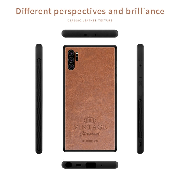 For Galaxy Note10 Pro PINWUYO Pin Rui Series Classical Leather, PC + TPU + PU Leather Waterproof And Anti-fall All-inclusive Protective Shell(Brown) - Galaxy Phone Cases by PINWUYO | Online Shopping UK | buy2fix