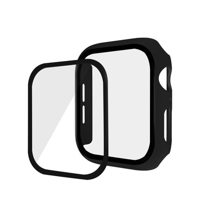 ENKAY Hat-prince Full Coverage PC Case + Tempered Glass Protector for Apple Watch Series 5 / 4 40mm(Black) - Watch Cases by ENKAY | Online Shopping UK | buy2fix