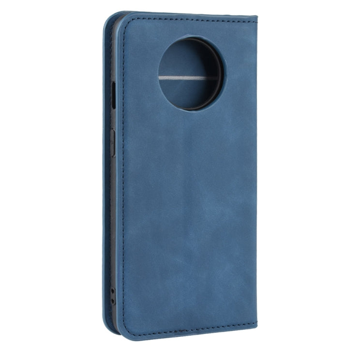 For OnePlus 7T Retro-skin Business Magnetic Suction Leather Case with Purse-Bracket-Chuck(Dark Blue) - OnePlus Cases by buy2fix | Online Shopping UK | buy2fix