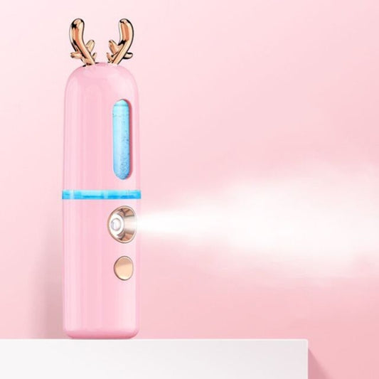 Facial Steamer Nano Spray Water Replenishing Instrument Portable Cold Spray Machine Charging Beauty Instrument Automatic Alcohol Sprayer, Style:Cute Deer(Pink) - Beauty Instrument by buy2fix | Online Shopping UK | buy2fix