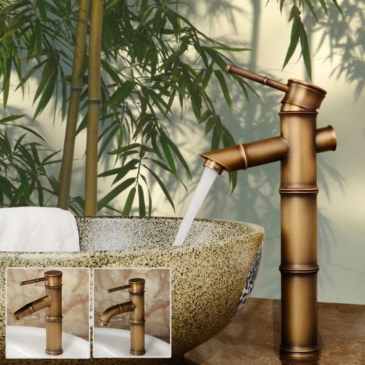 Antique Retro Hot Cold Water Bathroom Counter Basin Bamboo Waterfall Basin Copper Faucet, Specifications:Early 3 Knots - Faucets & Accessories by buy2fix | Online Shopping UK | buy2fix