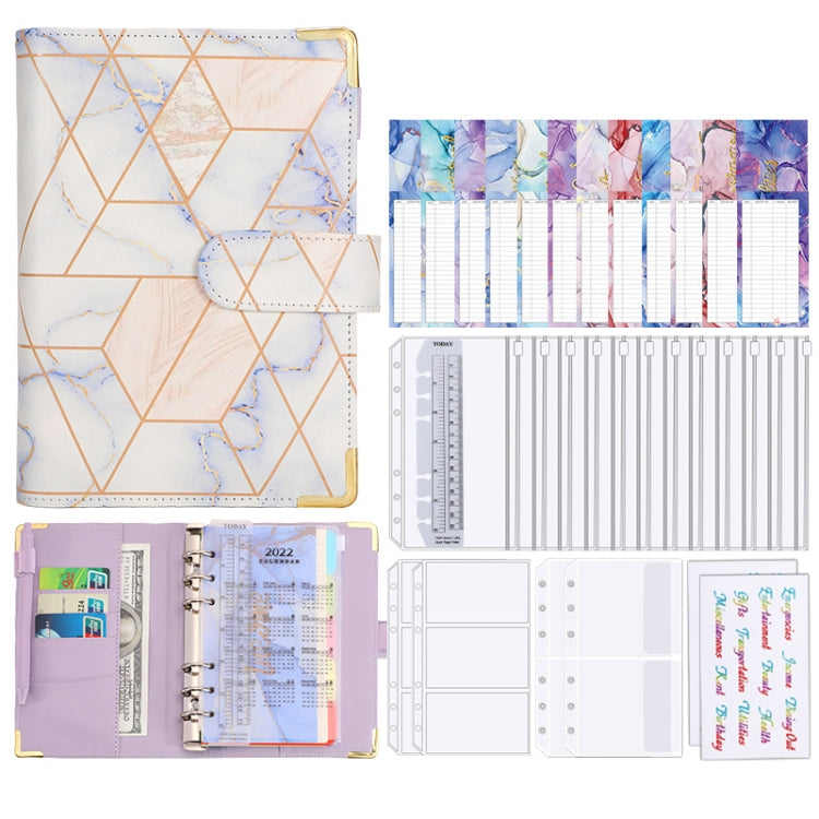 A6 Loose-leaf Notebook Budget Book Marbled Handbook,Style: Basic Model(Blue) - Notebooks by buy2fix | Online Shopping UK | buy2fix