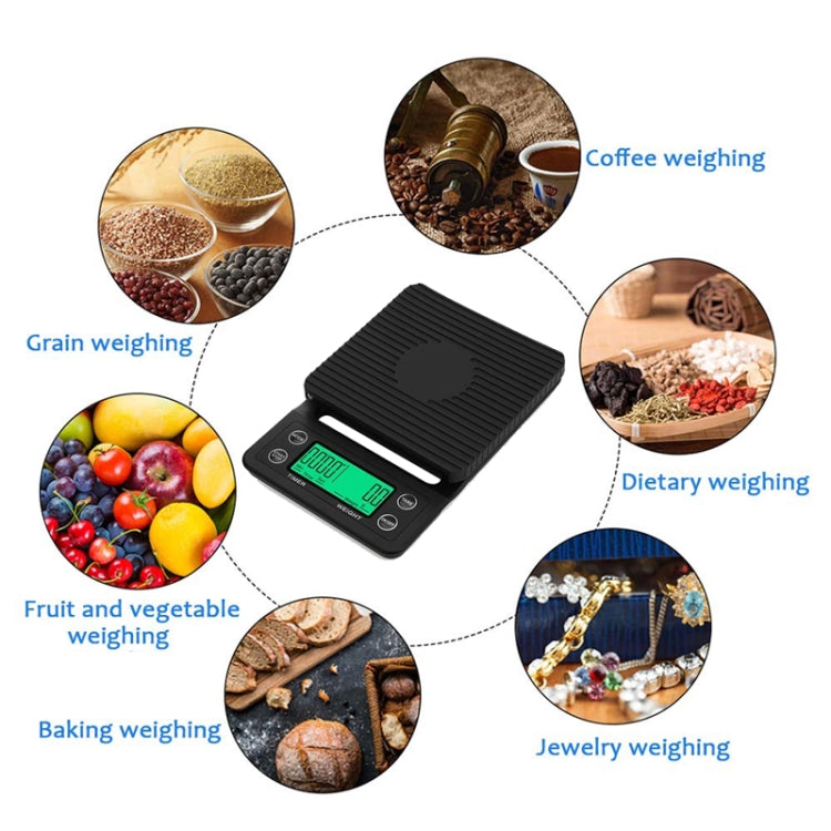 Hand Punch Coffee Scales Timing Electronic Timer Scale Kitchen Scales, Model:5kg/0.1g(Wine Red) - Kitchen Scales by buy2fix | Online Shopping UK | buy2fix