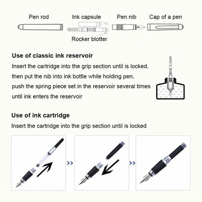 X750 Stationery Stainless Steel Fountain Pen Medium Nib Ink Pens School Oiifice Gift, Nib Size:0.5mm(Fluorescent Black) - Fountain Pens by buy2fix | Online Shopping UK | buy2fix