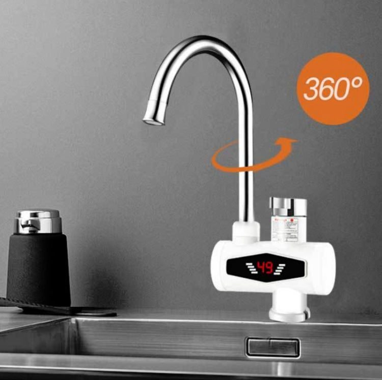 Dynamic Digital Display Instant Heating Electric Hot Water Faucet Kitchen&Domestic Hot&Cold Water Heater EU Plug, Style:Large Elbow - Faucets & Accessories by buy2fix | Online Shopping UK | buy2fix