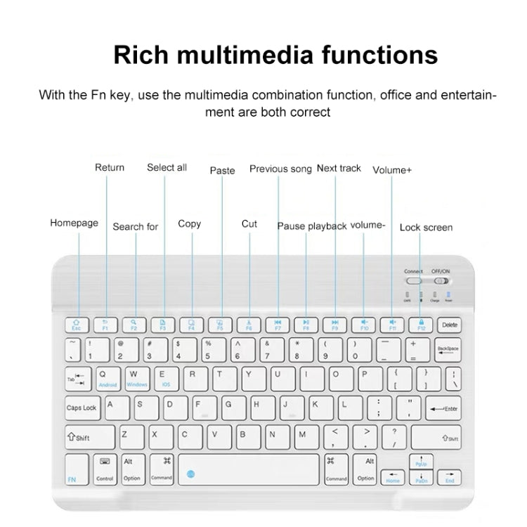 YS-001 7-8 inch Tablet Phones Universal Mini Wireless Bluetooth Keyboard, Style:Only Keyboard(Black) - Universal Keyboard by buy2fix | Online Shopping UK | buy2fix