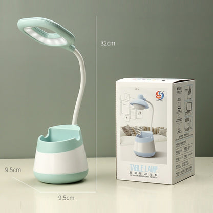 USB Charging LED Desk Light Eye Protection Lamp with Pen Holder and Phone Holder(CS276-1 Blue) - Desk Lamps by buy2fix | Online Shopping UK | buy2fix