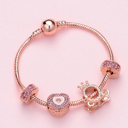 SL126 20cm Women Rose Gold Beaded Bracelet - Bracelets by buy2fix | Online Shopping UK | buy2fix