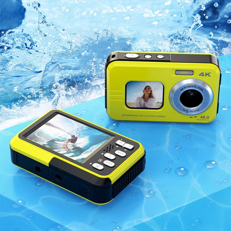 WDC901 3.5m Waterproof 48MP HD Dual Screen Outdoor Sports Digital Camera US Plug(Yellow) - Children Cameras by buy2fix | Online Shopping UK | buy2fix